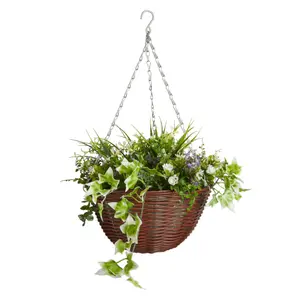 Smart Garden Easy artificial Purple & white Round Plastic Hanging basket, 30cm