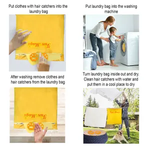 Fur Magic Pet Laundry Bag & Pair of Hair Catchers - Keeps Your Washing Machine Free From Pet Hair, Yellow