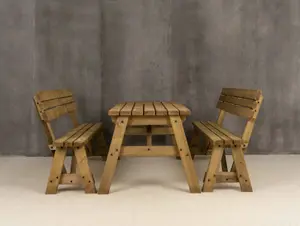 Victoria wooden picnic bench and table set, outdoor dining set with backrest (6ft, Rustic brown)