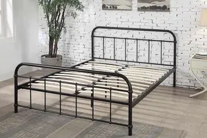 Henley Black Victorian Style Metal King Size Bed Frame 5ft