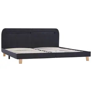 Berkfield Bed Frame with LED Dark Grey Fabric 150x200 cm 5FT King Size