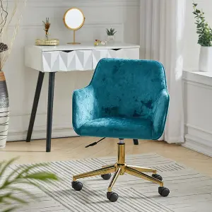 Mint Green Ice Velvet Upholstered Swivel Office Chair Desk Chair With Armrest