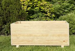 Extra Deep Large Wooden Planter Vegetable Outdoor Trough Natural