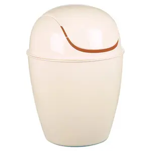 Octayvia Plastic Swing Top Rubbish Bin - 1.32L Off White