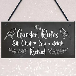 Red Ocean My Garden Rules Sign Shabby Chic Sign Summerhouse Sign Garden Shed Sign Friendship Gift