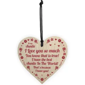 Novelty Auntie Birthday Mothers Day Gift Wood Heart Love Gift Thank You Plaque