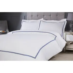 Ervin Linen Geometric Shapes Duvet Cover Set with Pillow Shams White/Graphite / Super King - 2 Standard Pillowcases