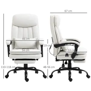 Vinsetto Microfibre Vibration Massage Office Chair with Heat, Pillow, White