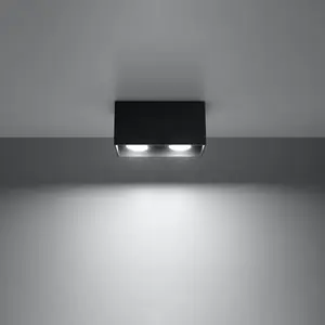 Quad Maxi Aluminium Black 2 Light Classic Ceiling Light