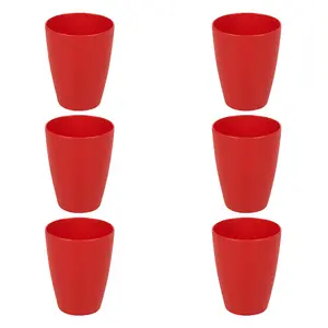 URBNLIVING 10cm Height Red 6 Small Plastic Drinking Cups 330ml