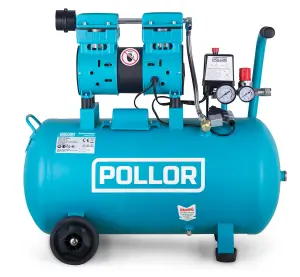 POLLOR 50L Air Compressor Silent 5.2 CFM Low Noise Oilless 750W Garage Tool 8 Bar