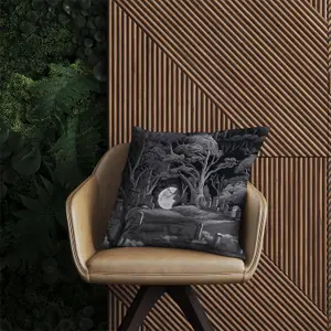 Eerie Moonlit Cemetery Outdoor Cushion 45cm x 45cm