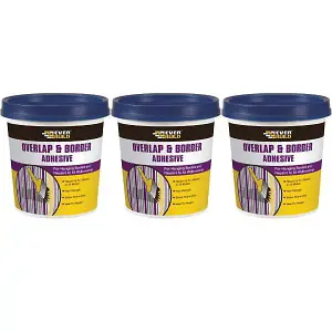 Everbuild Ready Mixed Overlap and Border Adhesive High Tack for Quick Bonding Ready to Use White 500g Tub (Pack Of 3)