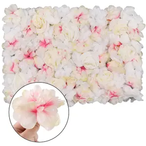 Artificial Flower Wall Backdrop Panel, 60cm x 40cm, White Jasmine & Pink Shade