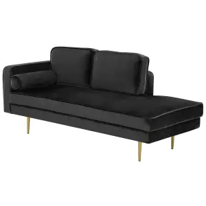 Left Hand Velvet Chaise Lounge Black MIRAMAS