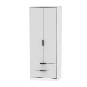 Fuji 2 Door 2 Drawer Wardrobe in Grey Matt & White (Ready Assembled)