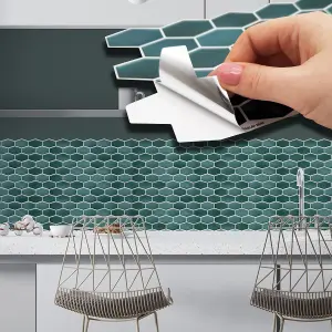 Walplus Shimmering Green Honeycomb Hexa Tile Stickers 2D Multipack 60Pcs