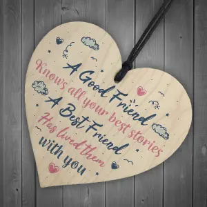 Red Ocean Best Friend Friendship Birthday Gift Handmade Wooden Chic Heart Plaque Sign Thank You Christmas Gift