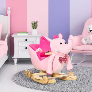 Adahy Plush Kid Ride on Elephant Rocker Pink