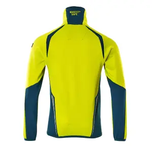 Mascot Accelerate Safe Microfleece Jacket with Half Zip (Hi-Vis Yellow/Dark Petroleum)  (XXXX Large)