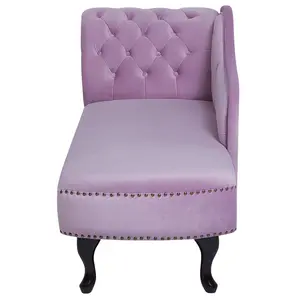 Left Hand Chaise Lounge Velvet Light Violet NIMES