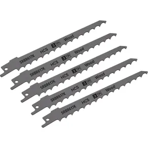 5-Pack 150mm HCS Reciprocating Saw Blades for Wood Cutting