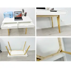 Wooden Computer Desk Dressing Table Home Office Study Bedroom With Drawers White