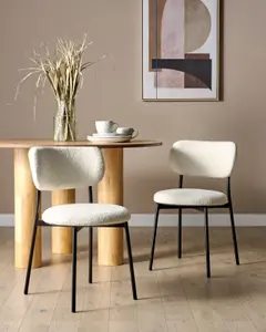 Set of 2 Dining Chairs CASEY Boucle Off-White