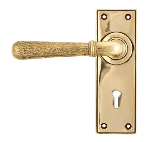 From The Anvil Aged Brass Hammered Newbury Lever Lock Set