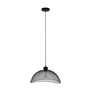 Hanging Ceiling Pendant Light Black Steel Mesh Shade 1 x 60W E27 Feature Lamp