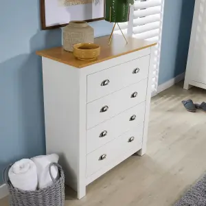 Home Source Camden 4 Drawer Chest Bedroom Storage Unit White