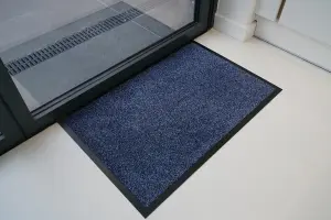 Non Slip Absorbent Dirt Trapper Rubber Edged Door Mats Blue 60x90 cm