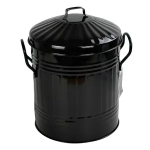 Steel Manual Lift Rubbish Bin - 13L Black