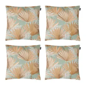 Veeva Pampas Grass Print with Stone Back Set of 4 Outdoor Cushion