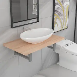 Berkfield Two Piece Bathroom Furniture Set Ceramic Oak