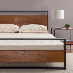 Karlie Bed Frame with Deatiled Wood Headboard Double (4'6)