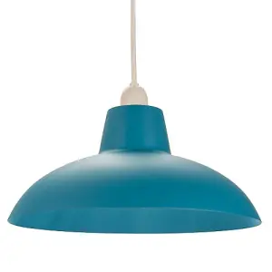 Industrial Retro Designed Matt Teal Curved Metal Ceiling Pendant Light Shade