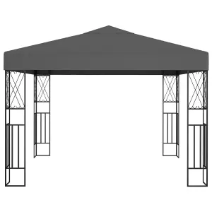 Berkfield Gazebo with LED String Lights 3x3 m Anthracite Fabric