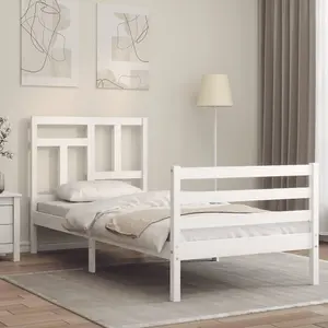 Berkfield Bed Frame with Headboard White 90x200 cm Solid Wood