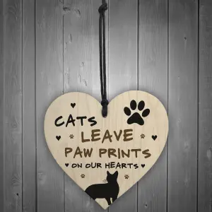 Cats Leave Paw Prints On Our Heart Wood Plaque Cat Lover Gift Cat Sign Family Gift