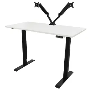 Dellonda White Electric Adjustable Standing Desk, 1400 x 700mm Dual Motor 100kg