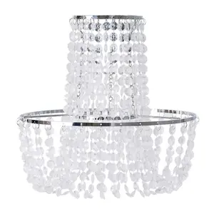 ValueLights Tegan Silver Jewel Acrylic Droplet Chandelier Easy Fit Ceiling Light Shade - Bulb Included