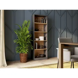 Albee Bookcase Anthracite/Artisan Oak / (5 Shelves) 182cm H x 60cm W x 32cm D