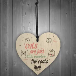 Red Ocean Cats Fur Coats Wooden Hanging Heart Home Plaque Friendship Plaque Cat Animal Lover