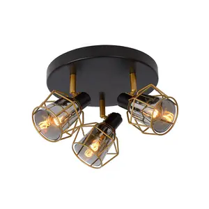 Lucide Nila Vintage Ceiling Spotlight 36cm - 3xE14 - Black