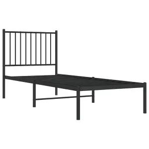 Berkfield Metal Bed Frame with Headboard Black 80x200 cm