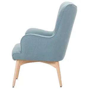 Wingback Chair VEJLE with Footstool Fabric Light Blue