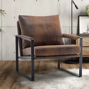 Faux Leather Suede Brown Graziana Accent Chair