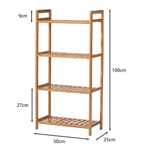 4 Tier Bookshelves Home Office Bookcase Shelf Storage Organizer for Bedroom Living Room Home Office 500mm(W)