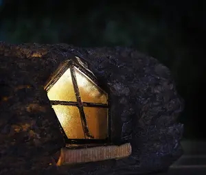 Solar LED Log Fairy House Ornament